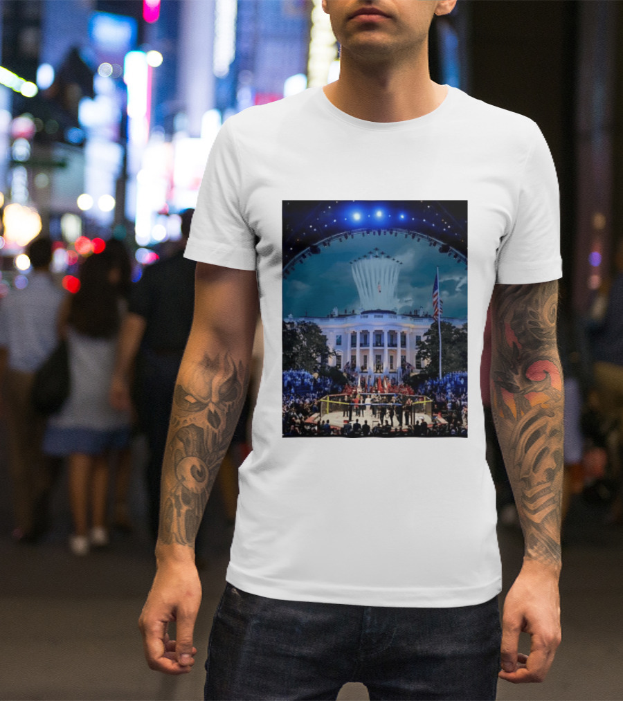 White House MMA Octagon Event Flyover American Flag Patriotic Display T-Shirt