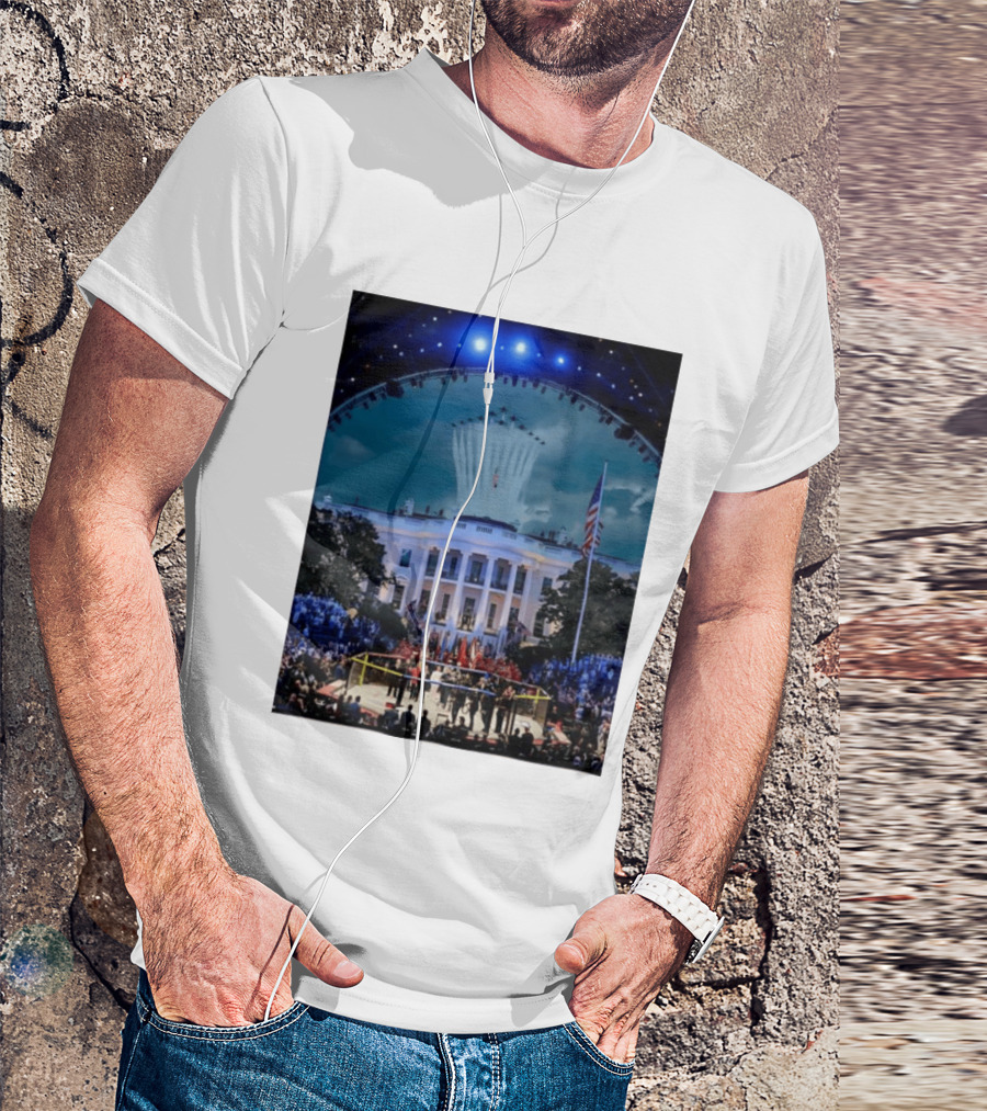 White House MMA Octagon Event Flyover American Flag Patriotic Display T-Shirt
