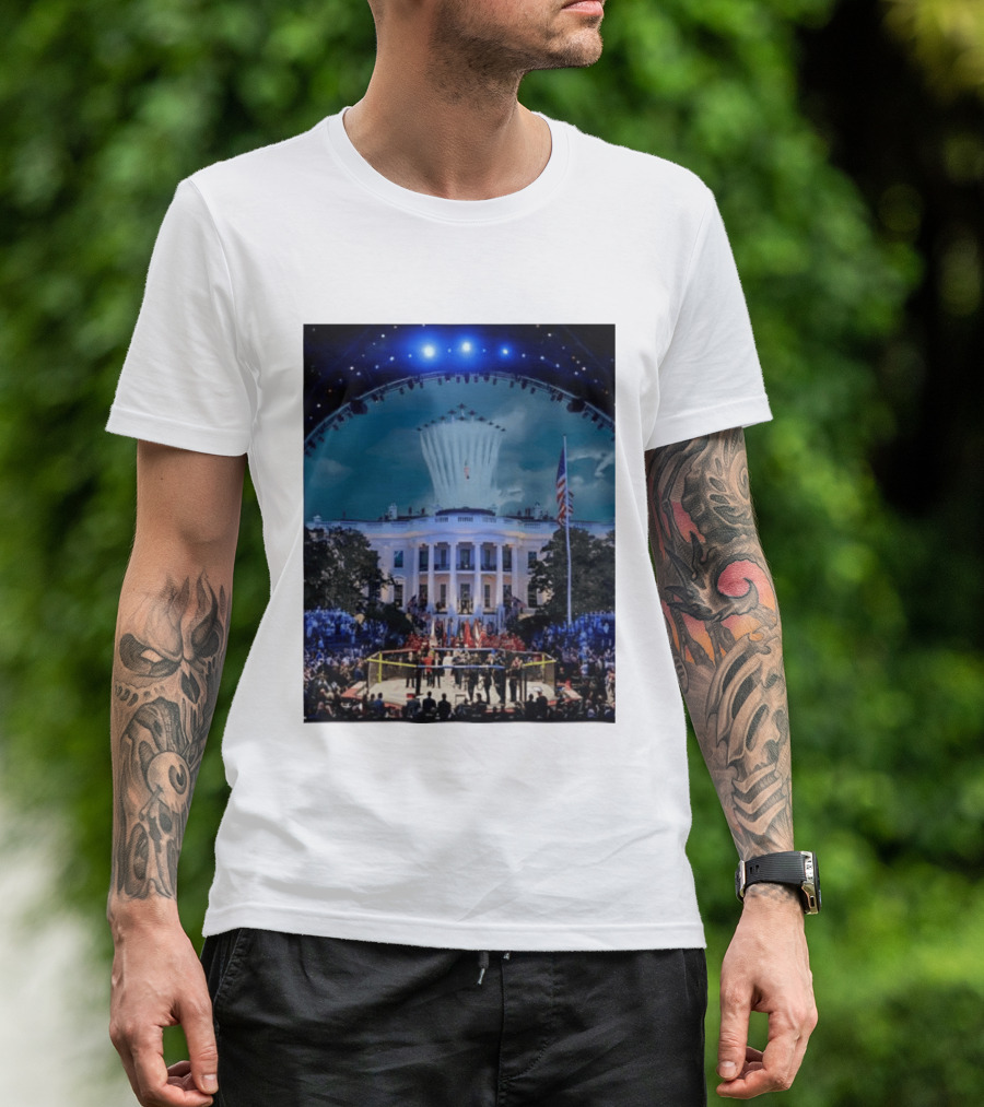 White House MMA Octagon Event Flyover American Flag Patriotic Display T-Shirt