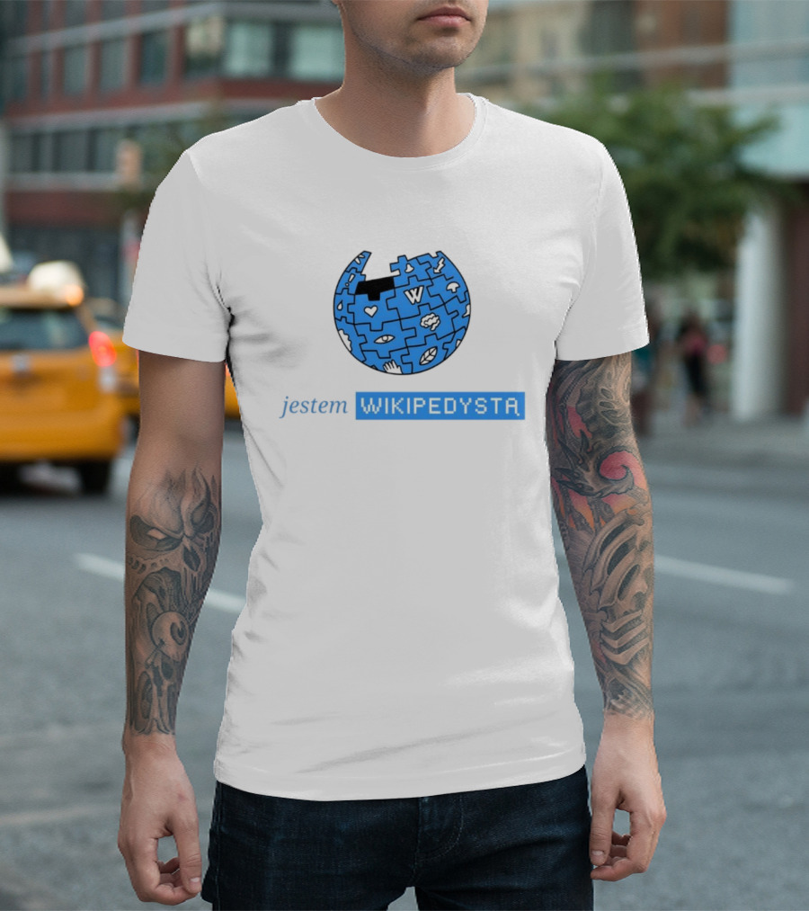Jestem Wikipedysta Puzzle Globe Icon Eyes And Clouds T-Shirt