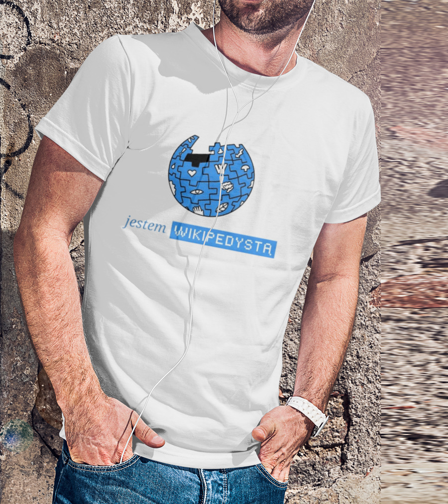 Jestem Wikipedysta Puzzle Globe Icon Eyes And Clouds T-Shirt