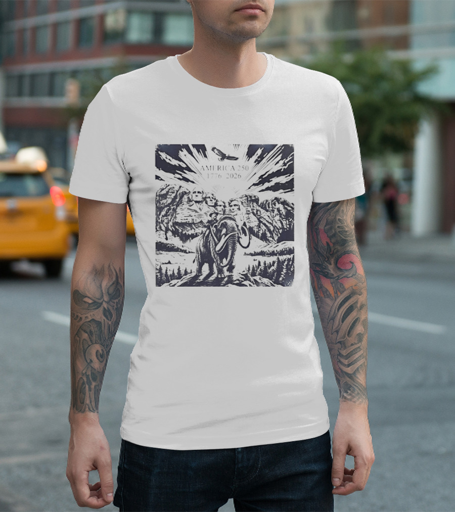America 250 Mount Rushmore 1776 2026 Eagle Mammoth T-Shirt