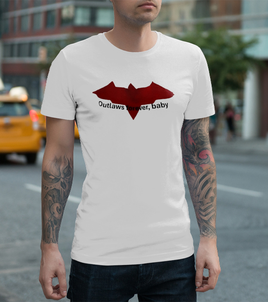 Outlaws Forever Baby Red Bat Symbol Emo T-Shirt