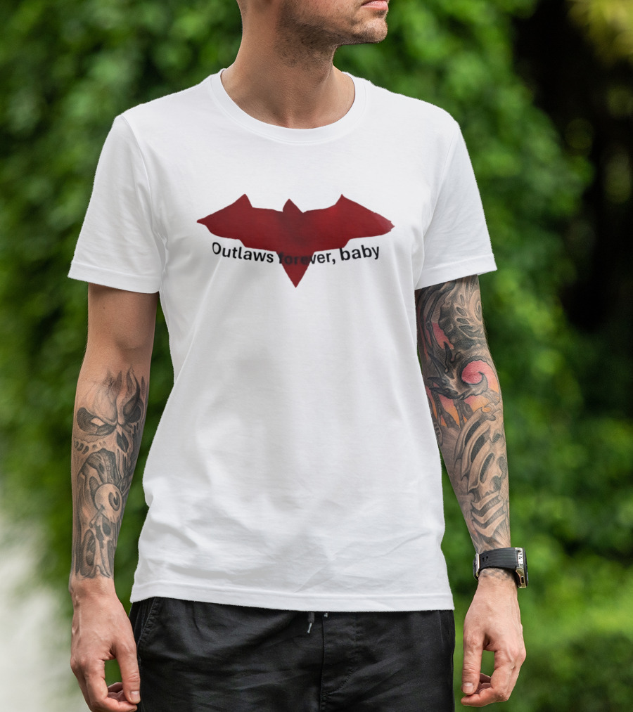 Outlaws Forever Baby Red Bat Symbol Emo T-Shirt