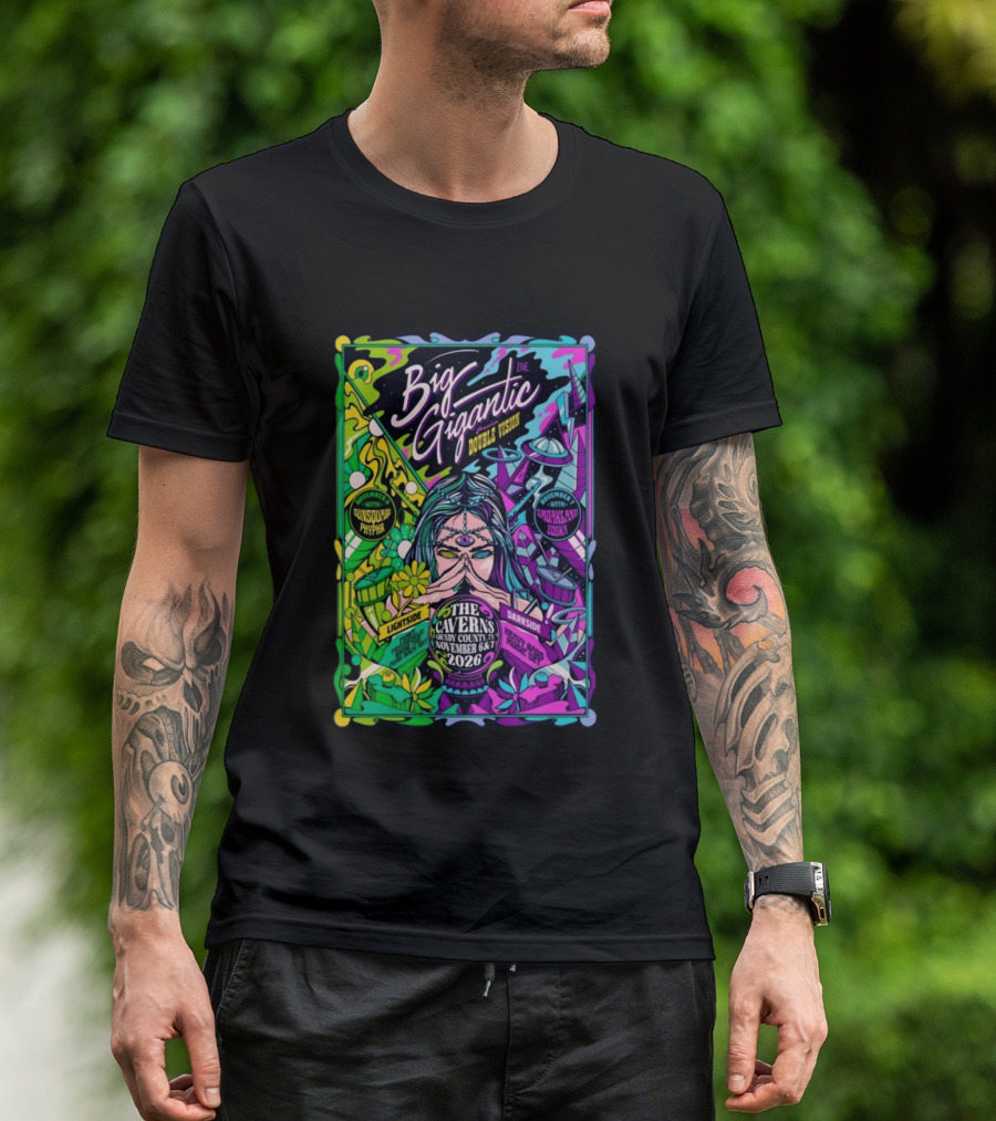 Big Gigantic Double Vision Live Nov 6 7 2026 The Caverns Pelham TN Sunsquabi Phyphr Smokeland Zoska T-Shirt