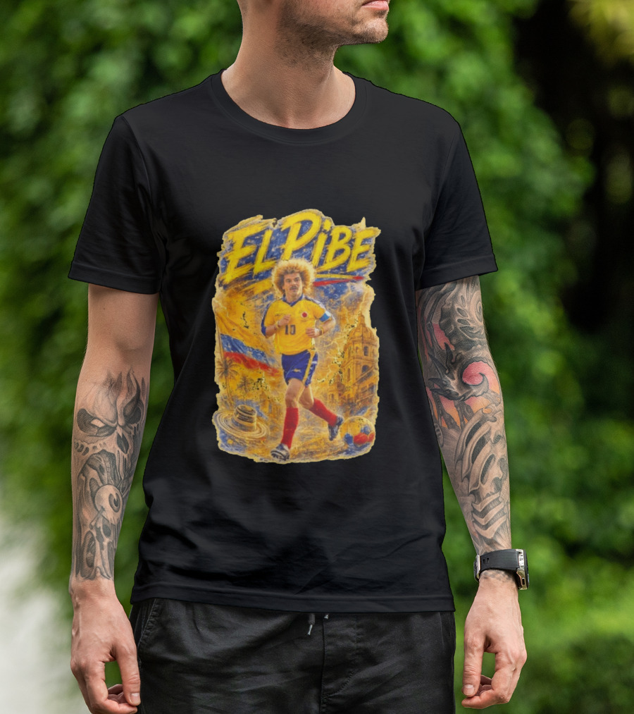 Carlos Valderrama El Pibe Colombia Football Legend Iconic Yellow Jersey T-Shirt