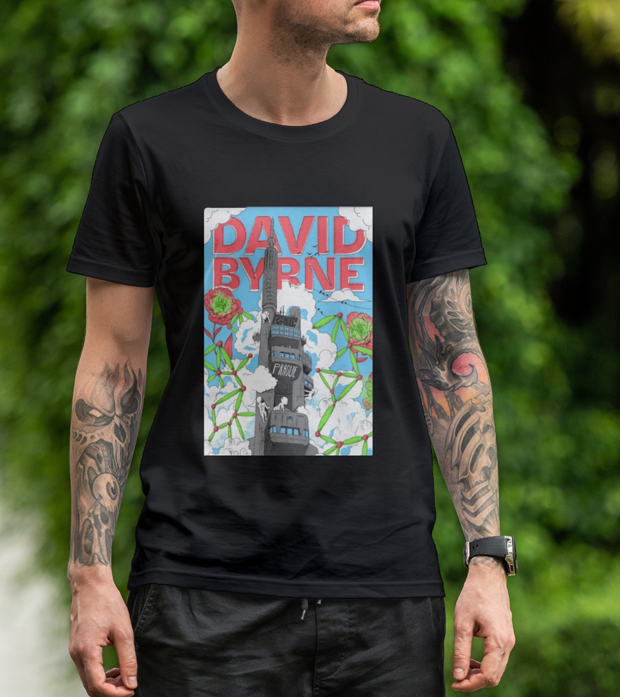 David Byrne Prague June 17 2026 Tour Psychedelic Cityscape T-Shirt