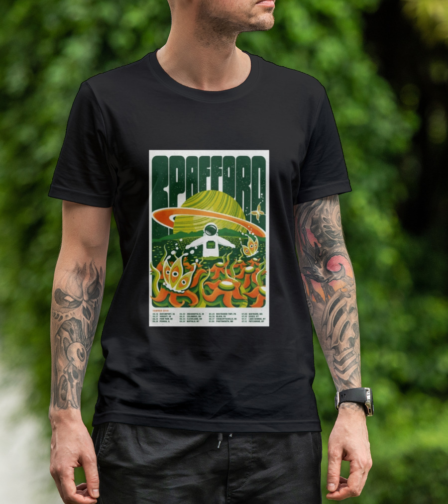 Spafford Summer Tour 26 Space Adventure Psychedelic Alien Astronaut Concert Dates And Locations T-Shirt