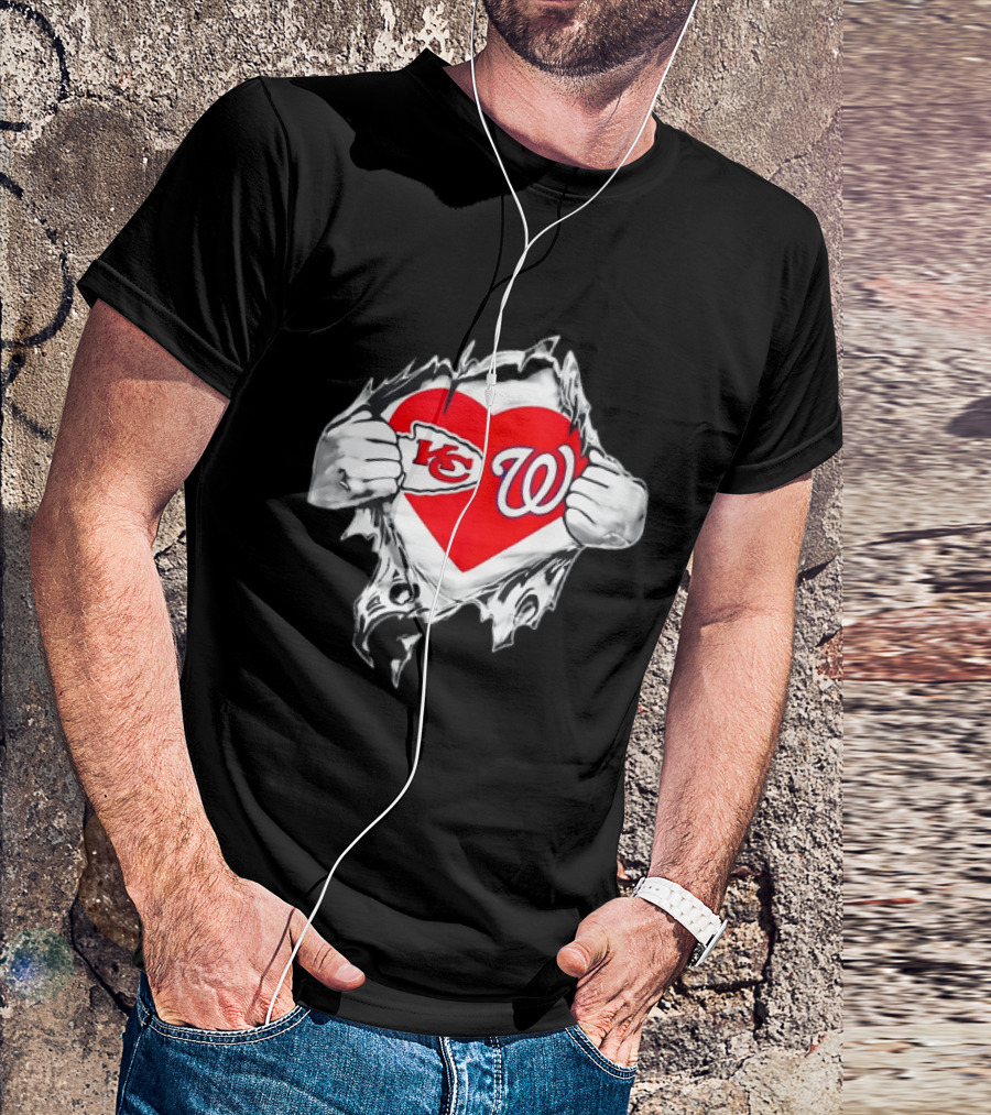 Sport KC Chiefs Washington Nationals Heart Reveal T-Shirt