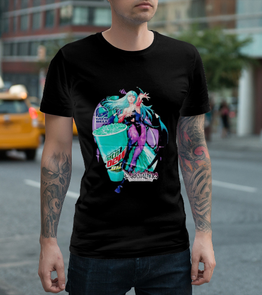 Morrigan Aensland Darkstalkers Taco Bell Mountain Dew Baja Blast Resurrection T-Shirt