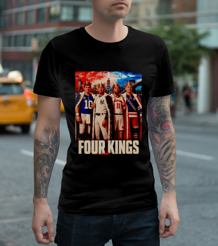 Four Kings New York Giants Yankees Knicks Rangers T-Shirt
