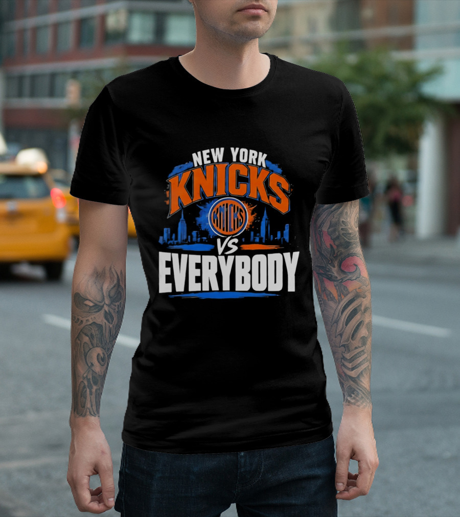 New York Knicks Vs Everybody Skyline Urban Hoops T-Shirt