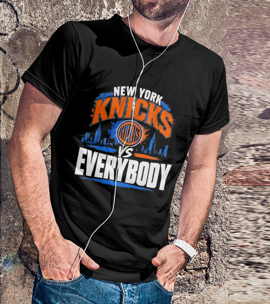 New York Knicks Vs Everybody Skyline Urban Hoops T-Shirt