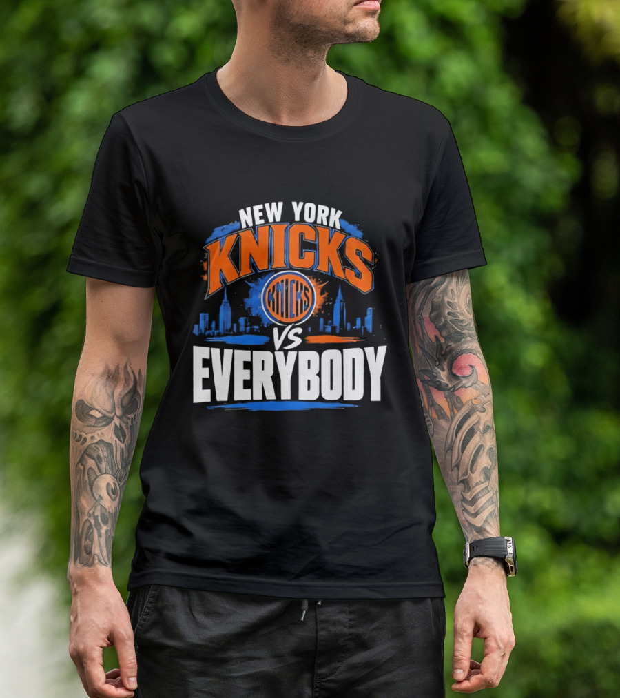 New York Knicks Vs Everybody Skyline Urban Hoops T-Shirt