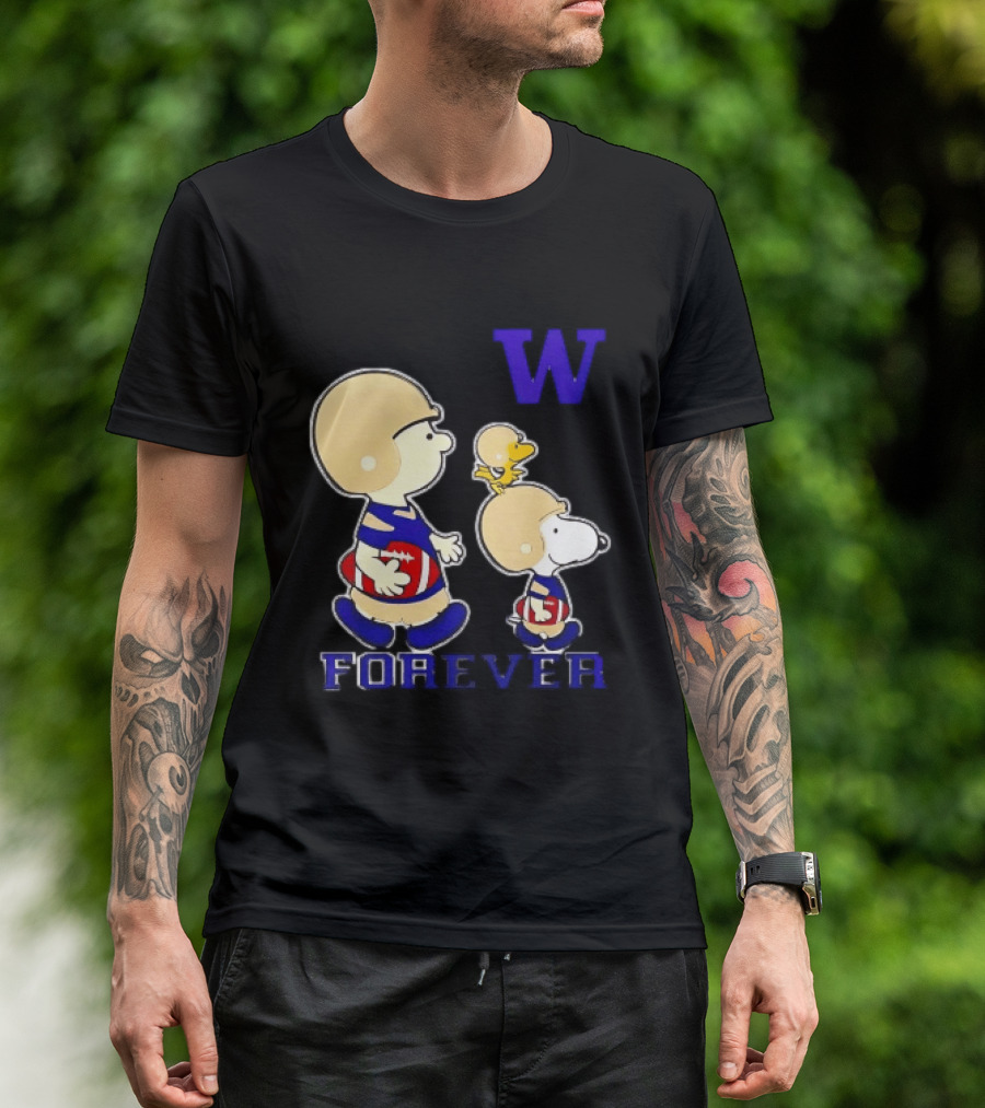 Peanuts Characters Football Players Washington Huskies W Forever T-Shirt