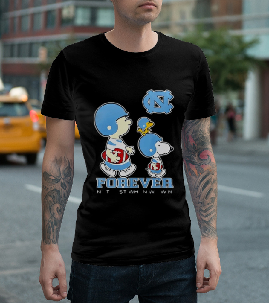 UNC Tar Heels Snoopy Charlie Brown Football Forever T-Shirt