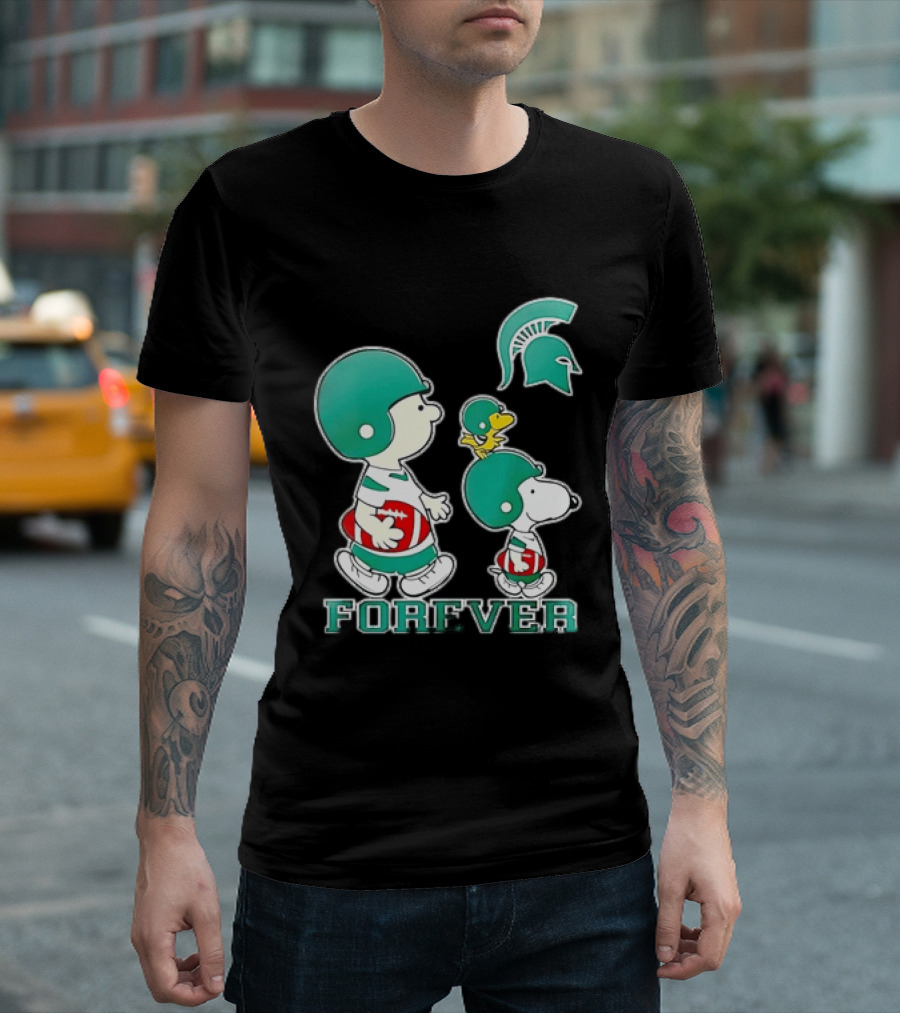 Peanuts Woodstock Charlie Brown Snoopy Michigan State Spartans Forever T-Shirt