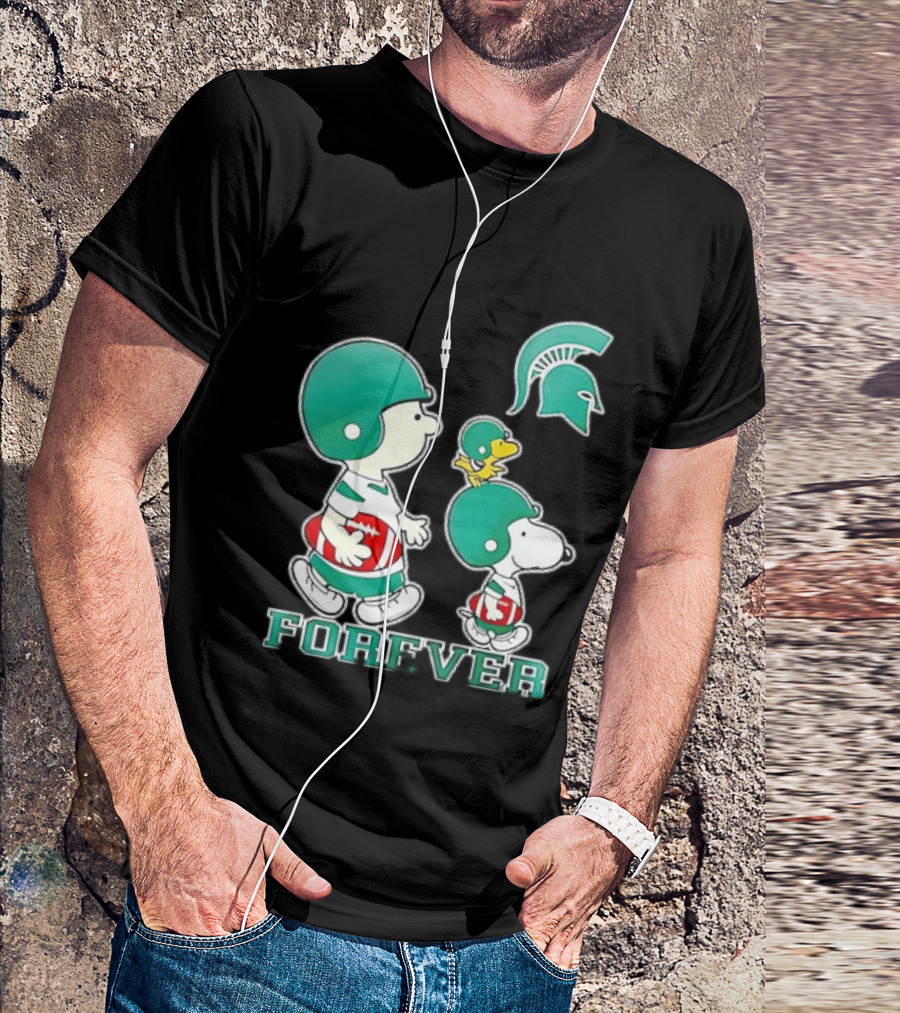 Peanuts Woodstock Charlie Brown Snoopy Michigan State Spartans Forever T-Shirt