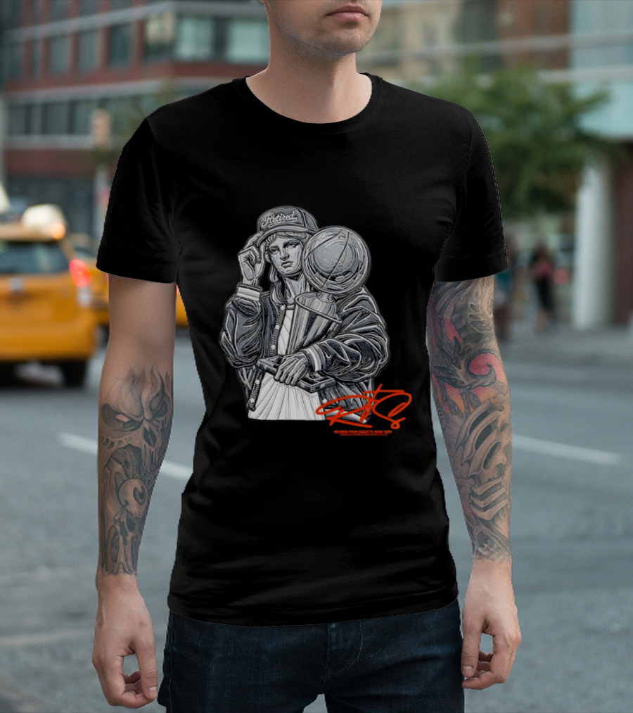 Retired From Society New York Freedom Is A State Of Mind Statue Holding Trophy T-Shirt