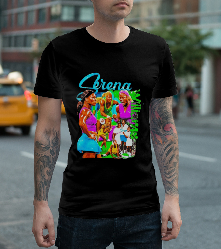 Serena Williams Vibrant Tennis Champion Collage T-Shirt