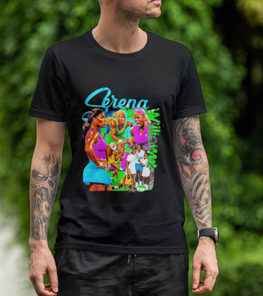 Serena Williams Vibrant Tennis Champion Collage T-Shirt