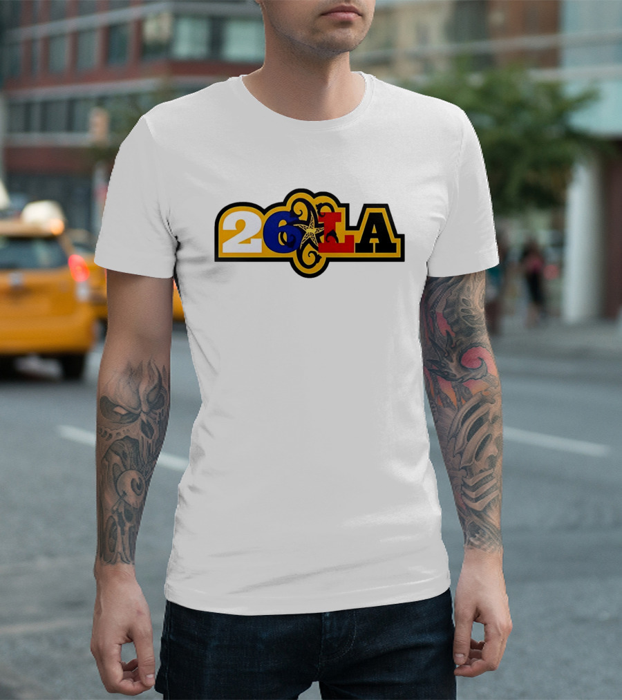 26 LA Bricks And Wood Los Angeles Lakers Stylized T-Shirt