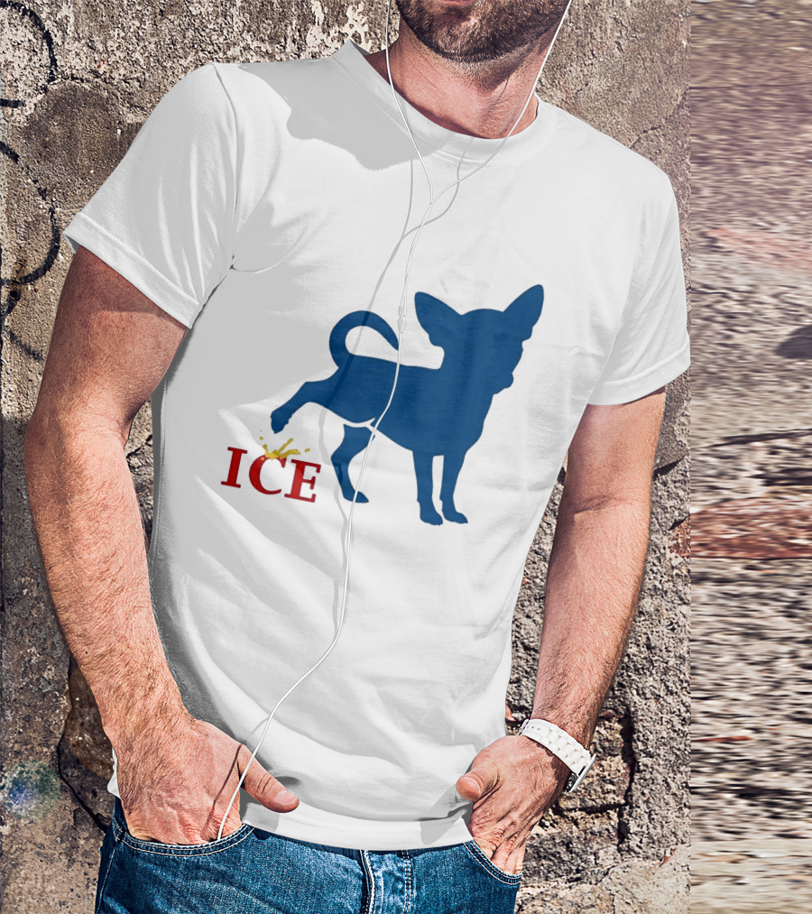 Chihuahua Urinating On ICE Text Representation T-Shirt