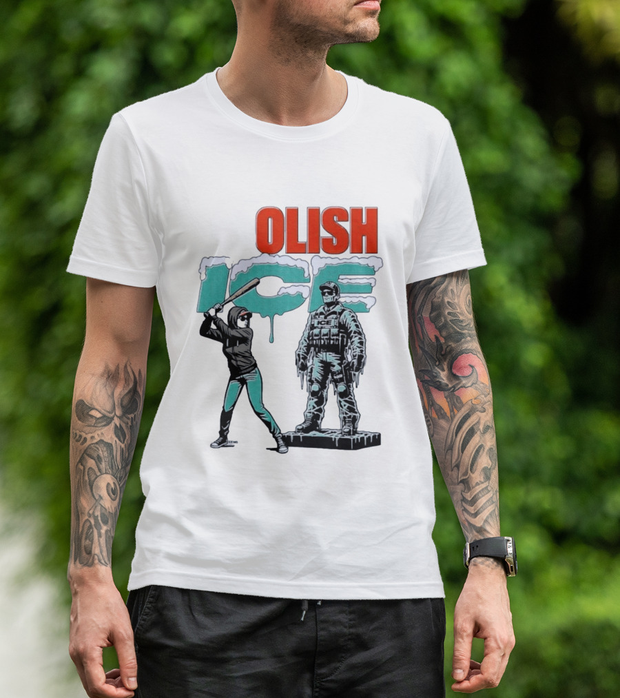 Krime Olish ICE Woman With Baseball Bat Smashing Statue T-Shirt