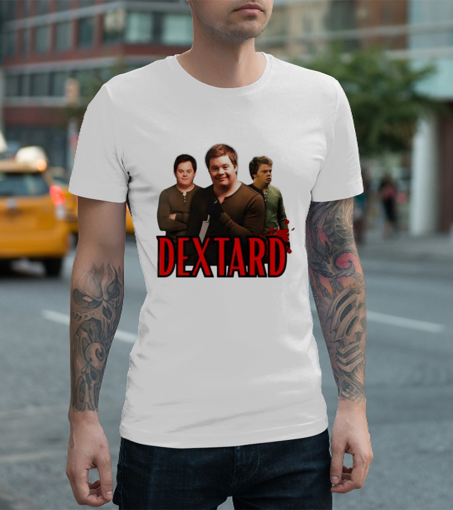 Dextard Meme Parody With Triple Character Image And Red T-Shirt