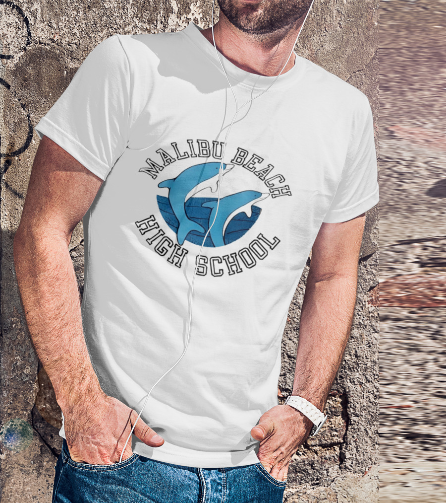 Malibu Beach High School Dolphins Ocean T-Shirt