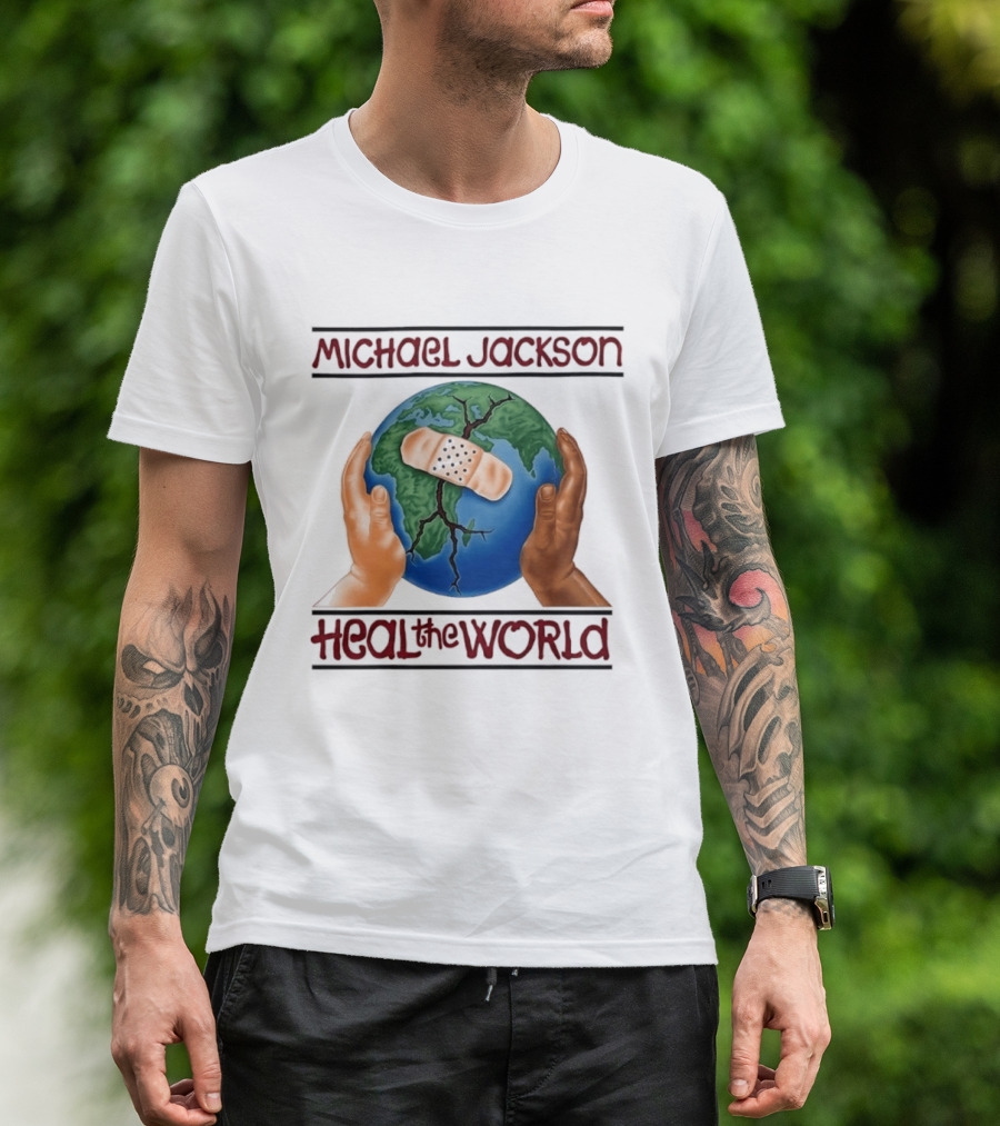Michael Jackson Heal The World Earth Bandage Hands T-Shirt
