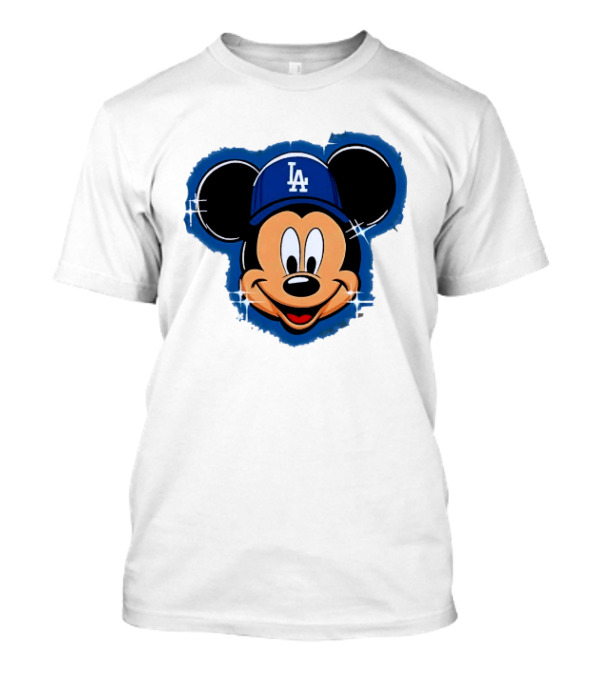 Mickey Mouse Wearing LA Dodgers Hat T-Shirt