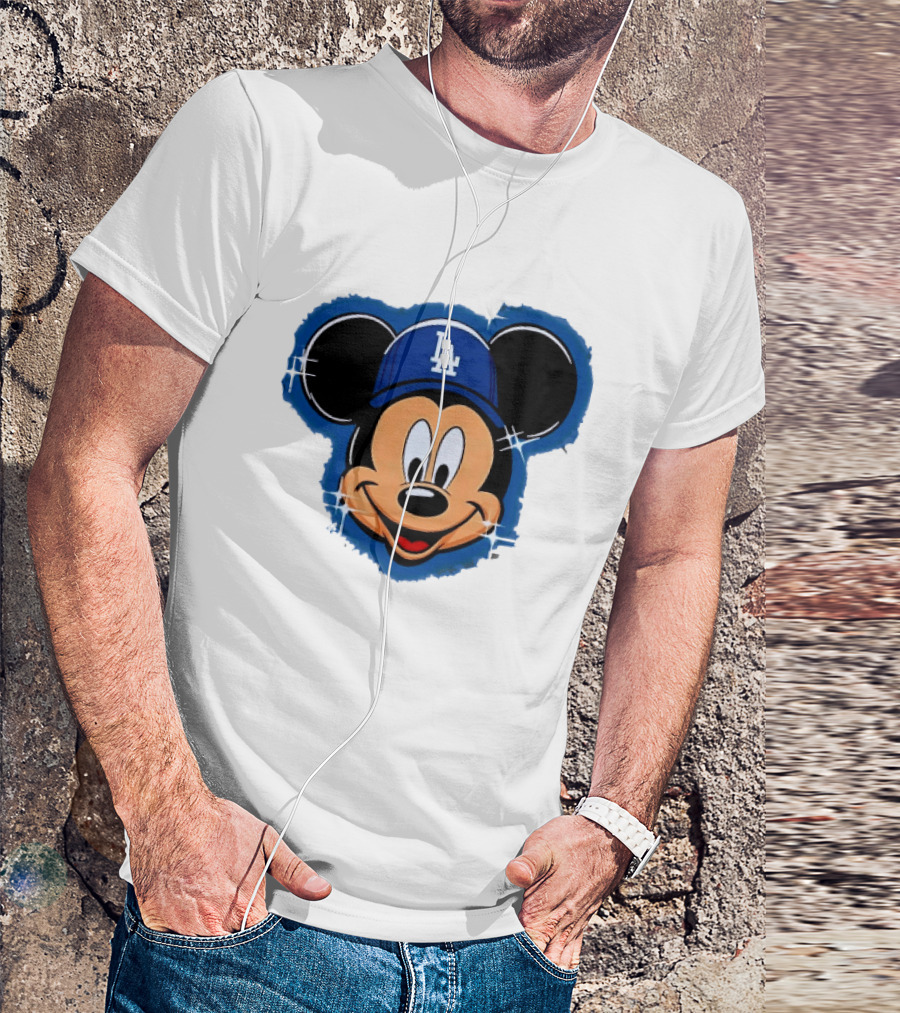 Mickey Mouse Wearing LA Dodgers Hat T-Shirt