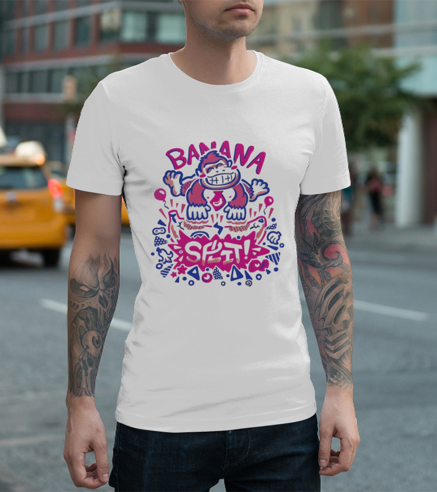 Banana Split Monkey Cartoon Fun T-Shirt