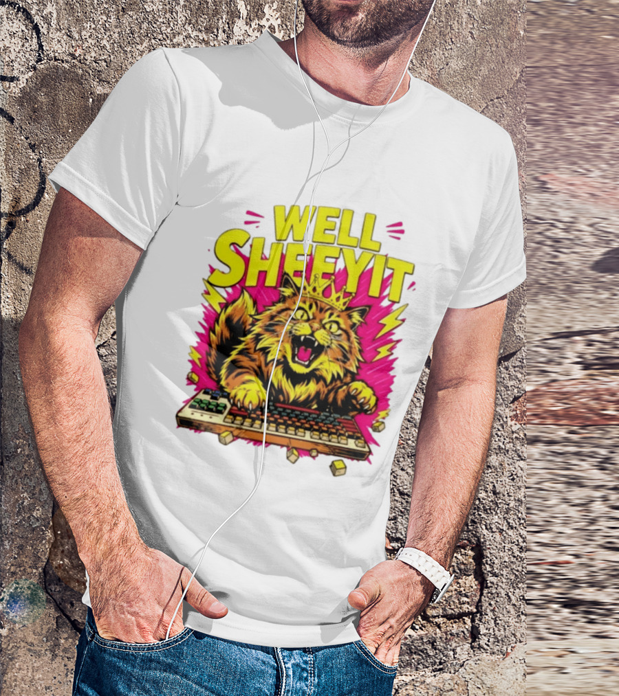 Well Sheeyit Crowned Cat Typing On Keyboard T-Shirt