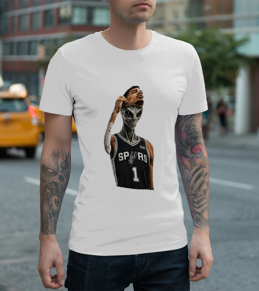 Wembanyama Spurs Alien Takeover Face Reveal Self 1 T-Shirt