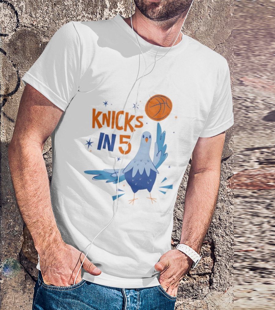 New York Knicks NBA Pigeon Basketball Knicks In 5 T-Shirt