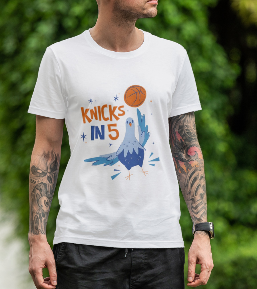 New York Knicks NBA Pigeon Basketball Knicks In 5 T-Shirt
