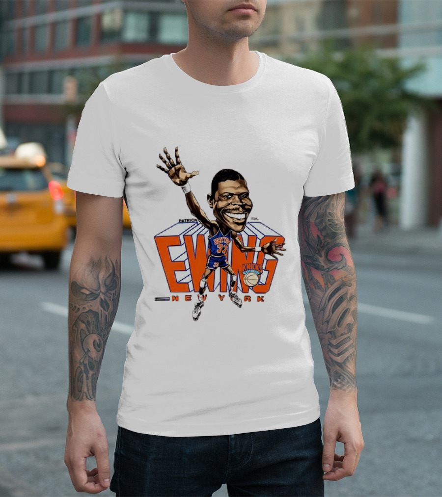 Patrick Ewing New York Knicks NBA Caricature Basketball Legend T-Shirt