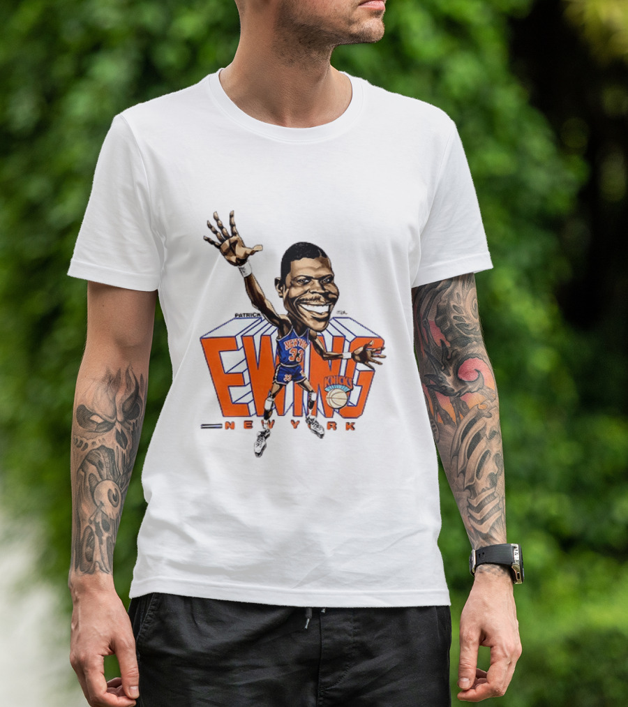 Patrick Ewing New York Knicks NBA Caricature Basketball Legend T-Shirt