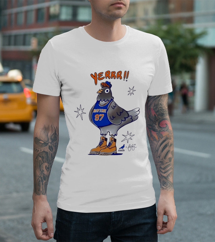 Pigeon Fefi Yerrr 97 New York Basketball Jersey Timberland Boots T-Shirt
