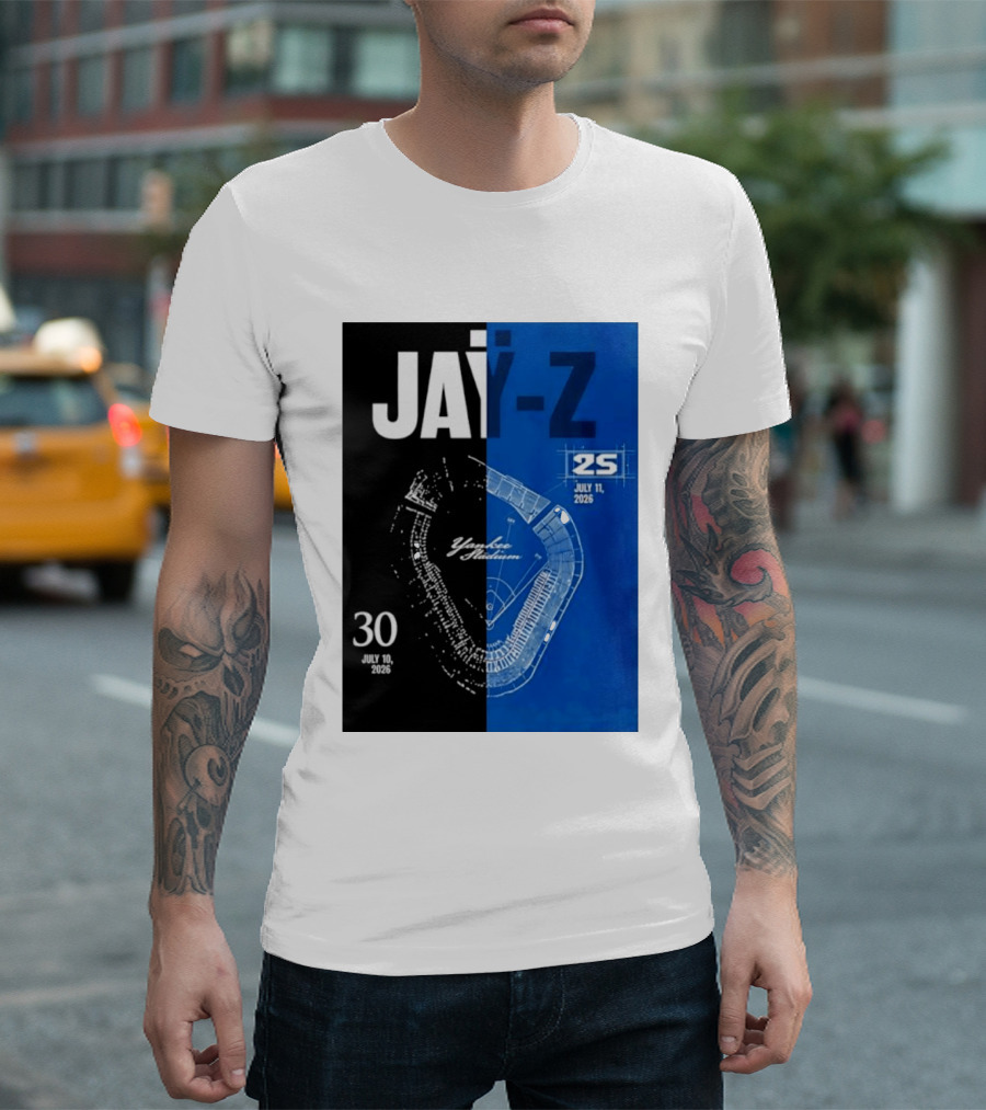 Jay Z Yankee Stadium July 10 11 2026 Celebration With Map Blueprint T-Shirt