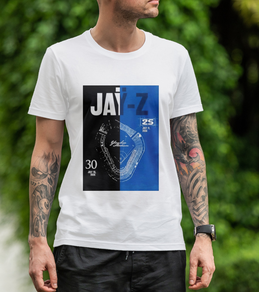 Jay Z Yankee Stadium July 10 11 2026 Celebration With Map Blueprint T-Shirt