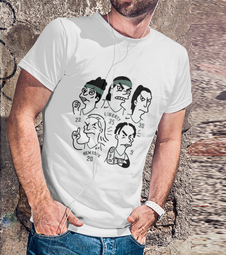 Simpson Style Cartoon New York Liberty Players 20 35 32 13 T-Shirt