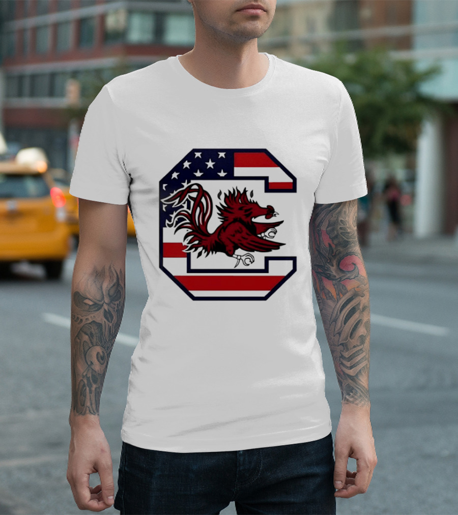 American Flag South Carolina Gamecocks C T-Shirt