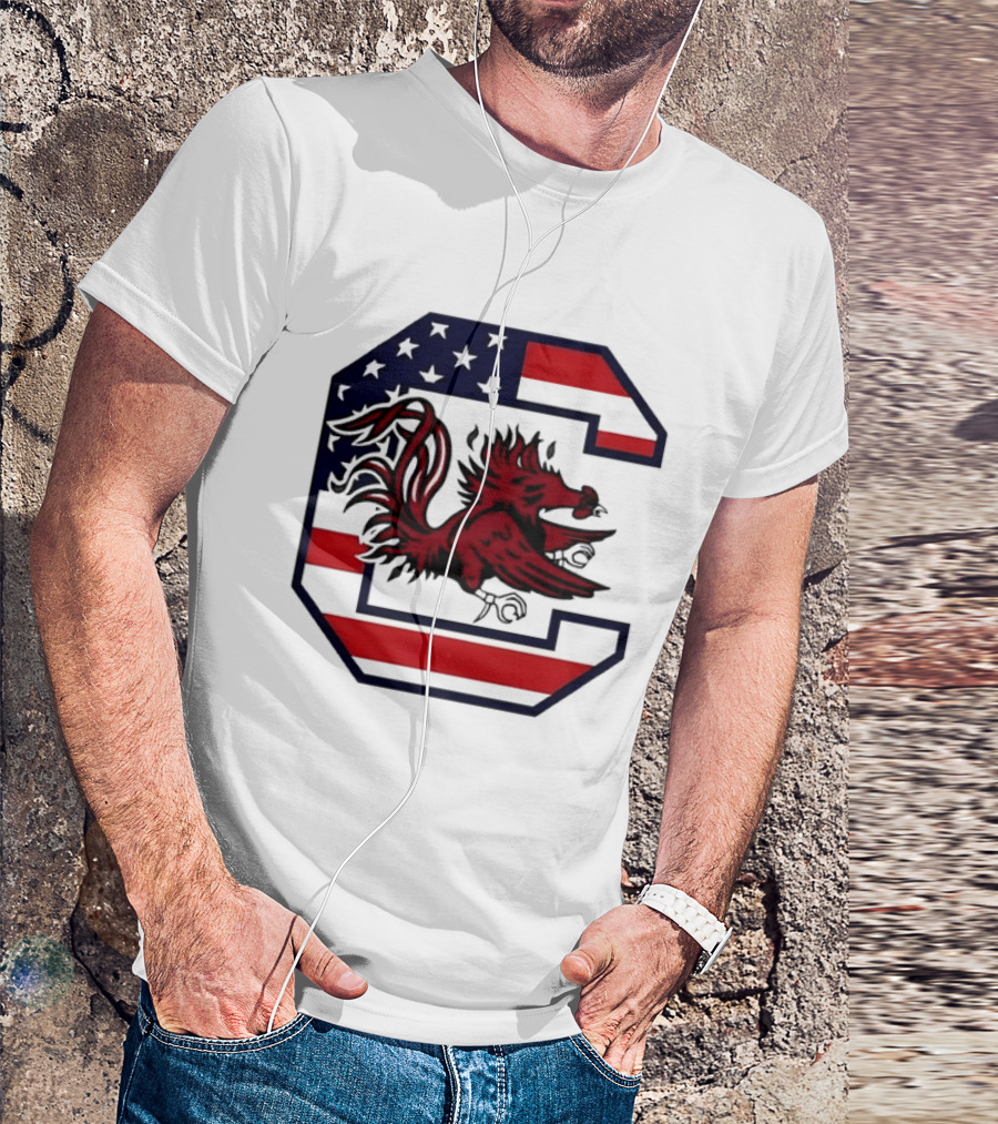 American Flag South Carolina Gamecocks C T-Shirt