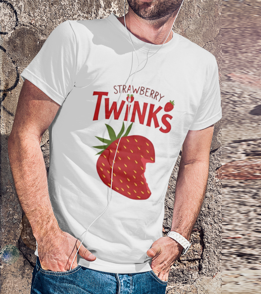 Strawberry Twinks Fruit Snack Pun Playful Bite T-Shirt