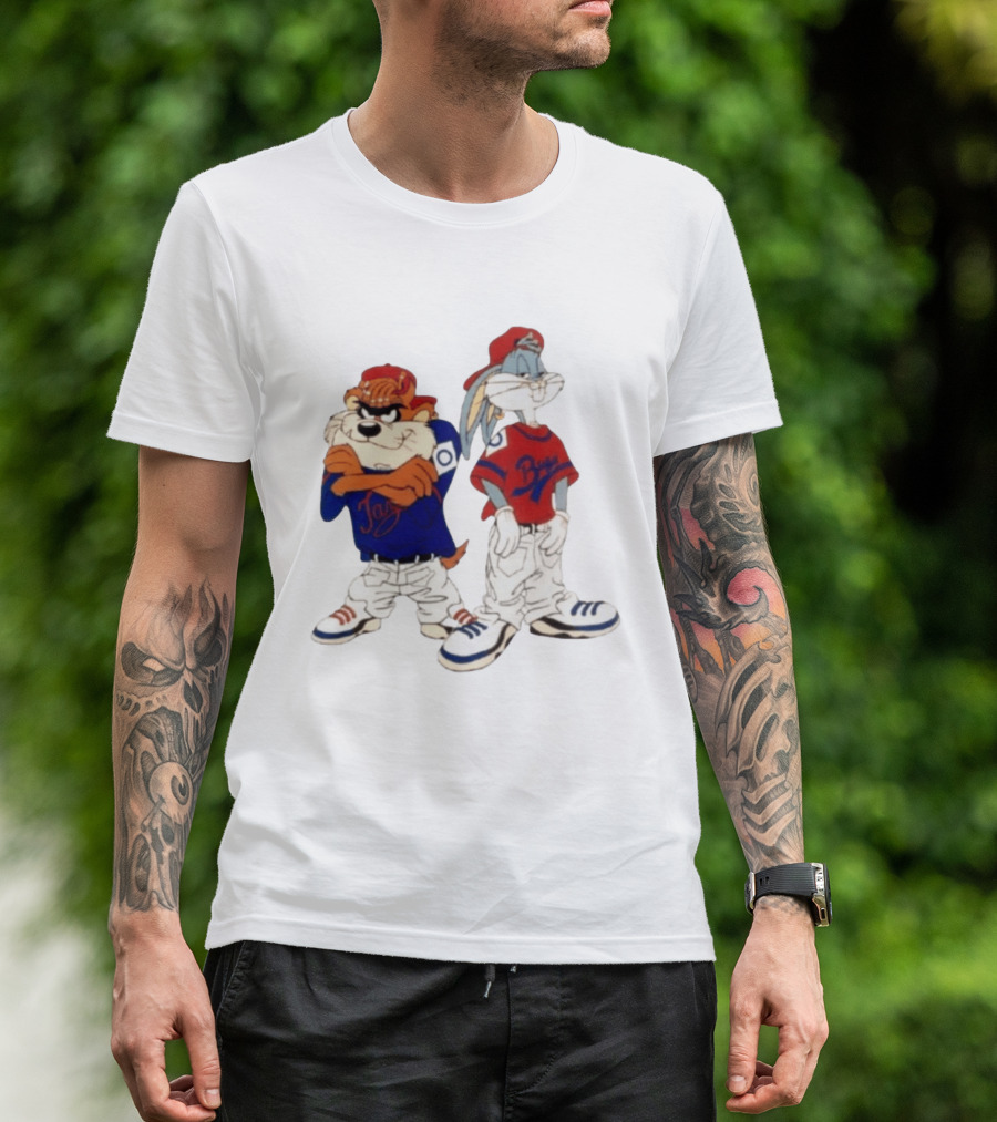 Taz Bugs Looney Tunes Baseball Style Casual Streetwear T-Shirt