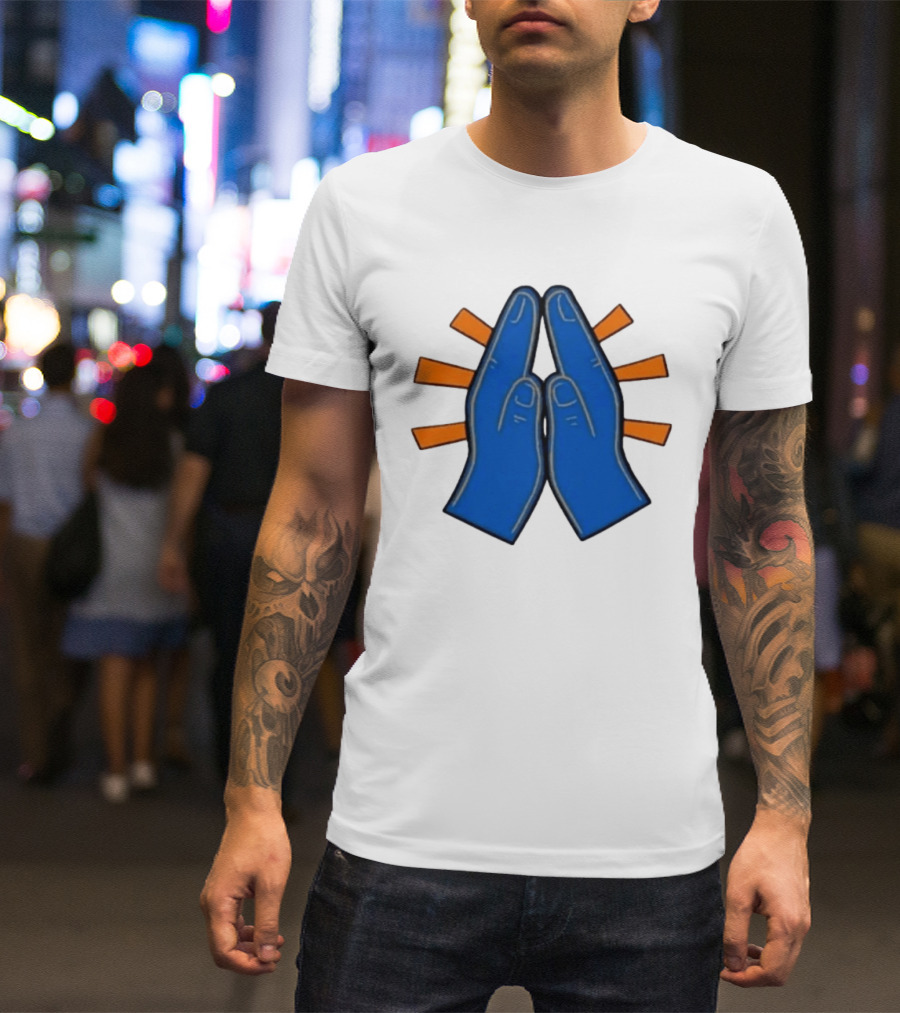 Please Just Make It All Worth It Blue Praying Hands Emoji T-Shirt