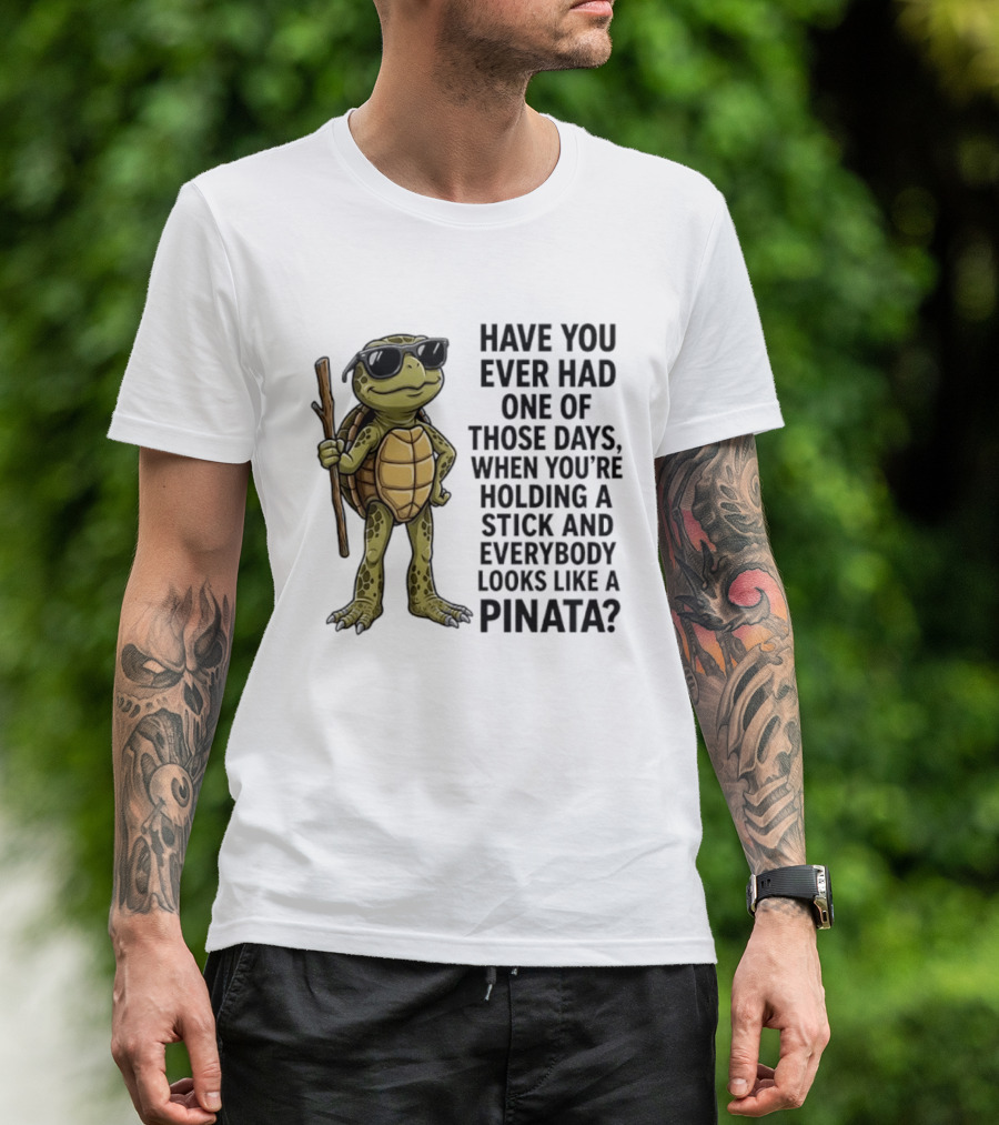 Have You Ever Had One Of Those Days Turtle Holding A Stick Looking Like A Pinata T-Shirt